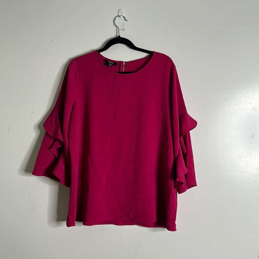 Alfani pink blouse raffle sleeves size large